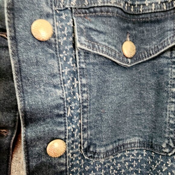 Time and Tru Women's Clip Dot Denim Jacket, Size XL. NWOT. - Picture 5 of 11